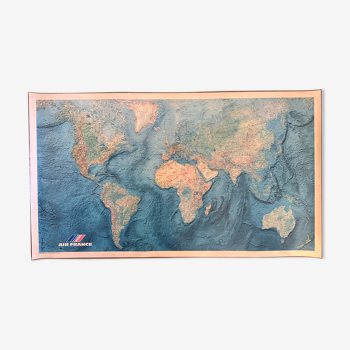 Carte planisphère air france années 80 - agence de voyage