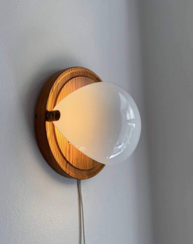 Wall lamps /wall sconce, pine wood / acryl marksljöd, sweden 1970s, pair