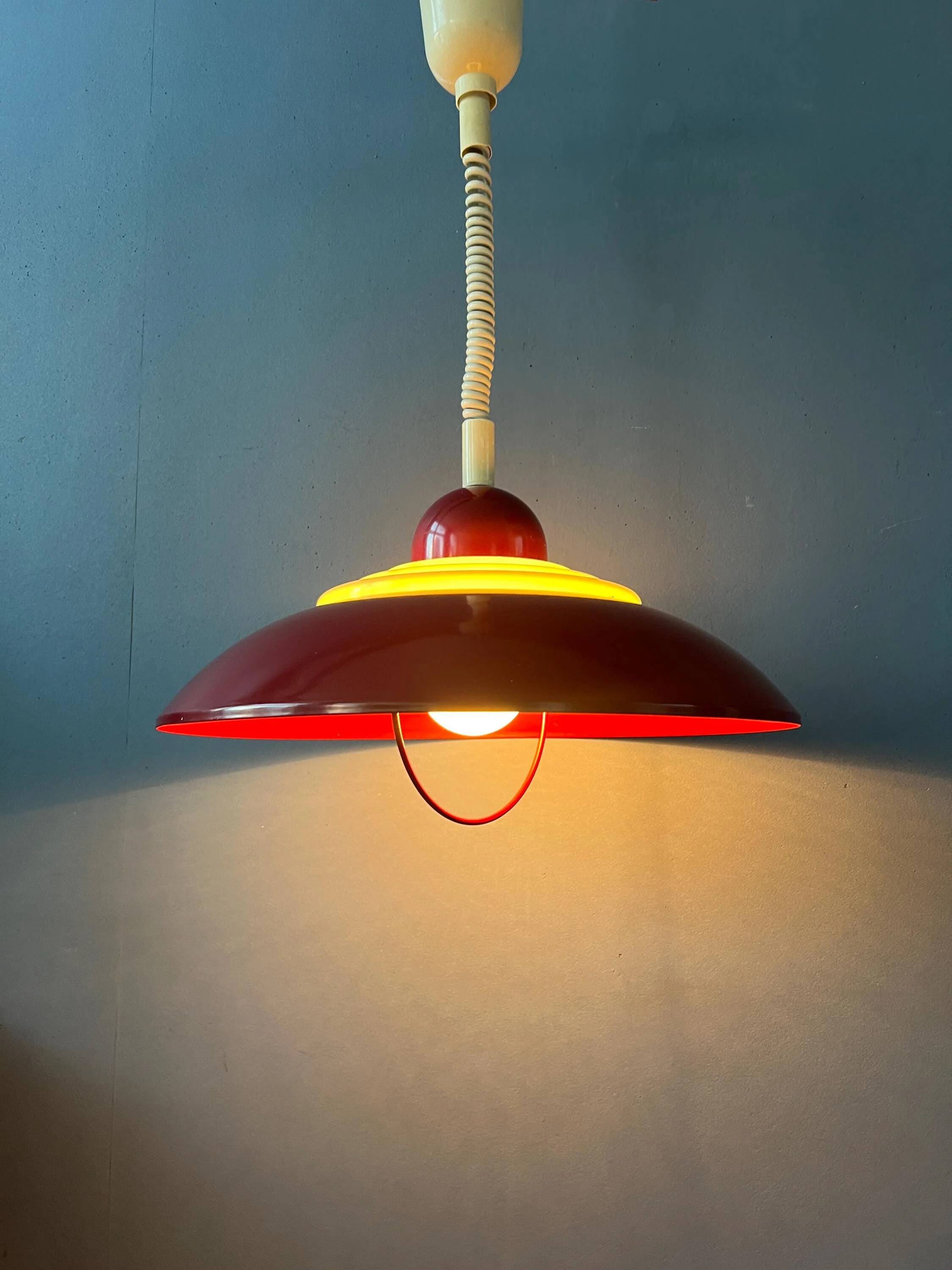 Red Scandinavian suspension lamp Space Age by Knud Christensen