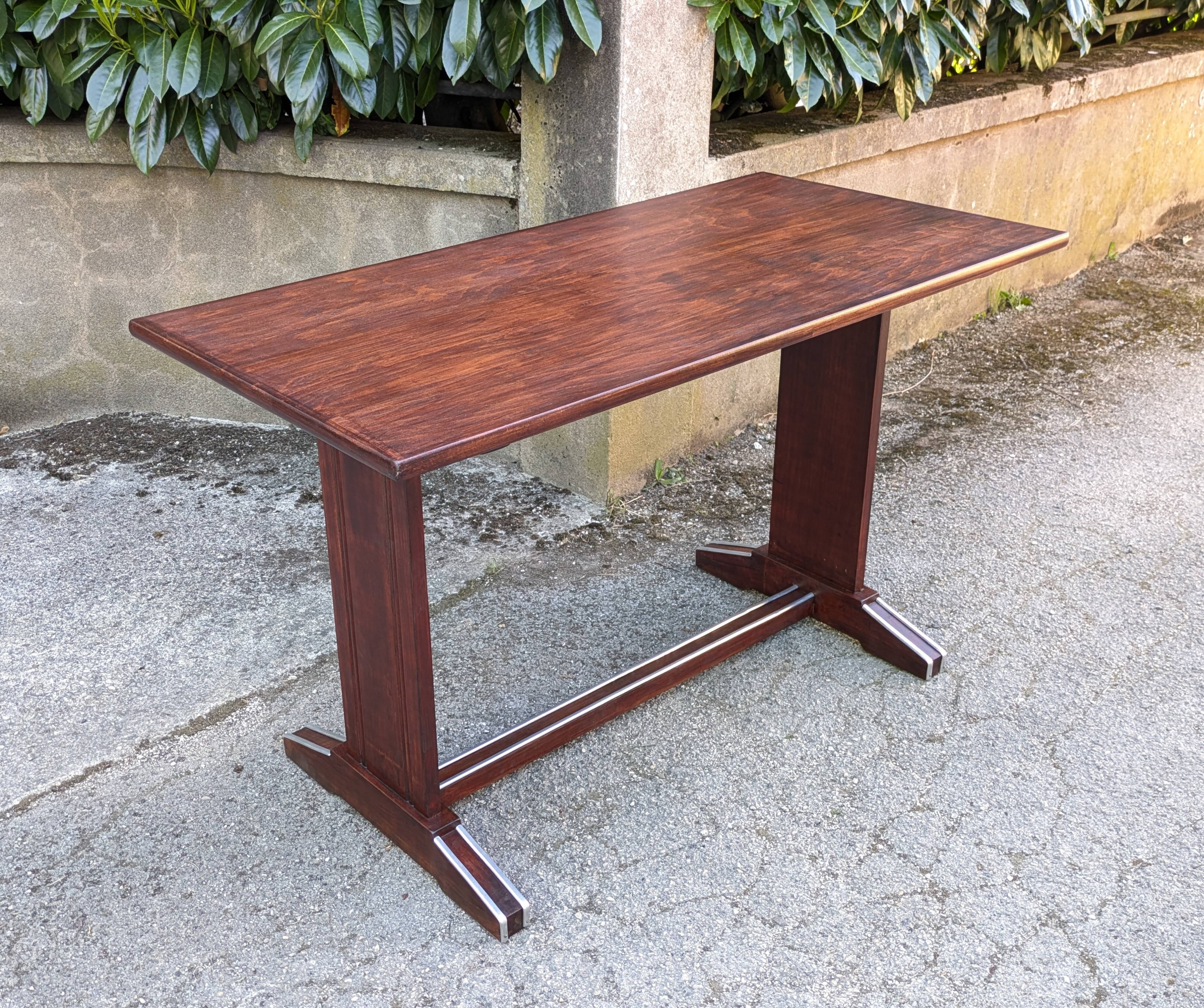 restored bistro table teak finish 1950