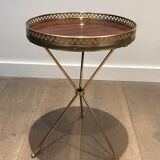 Round brass and mahogany sofa end from Jansen