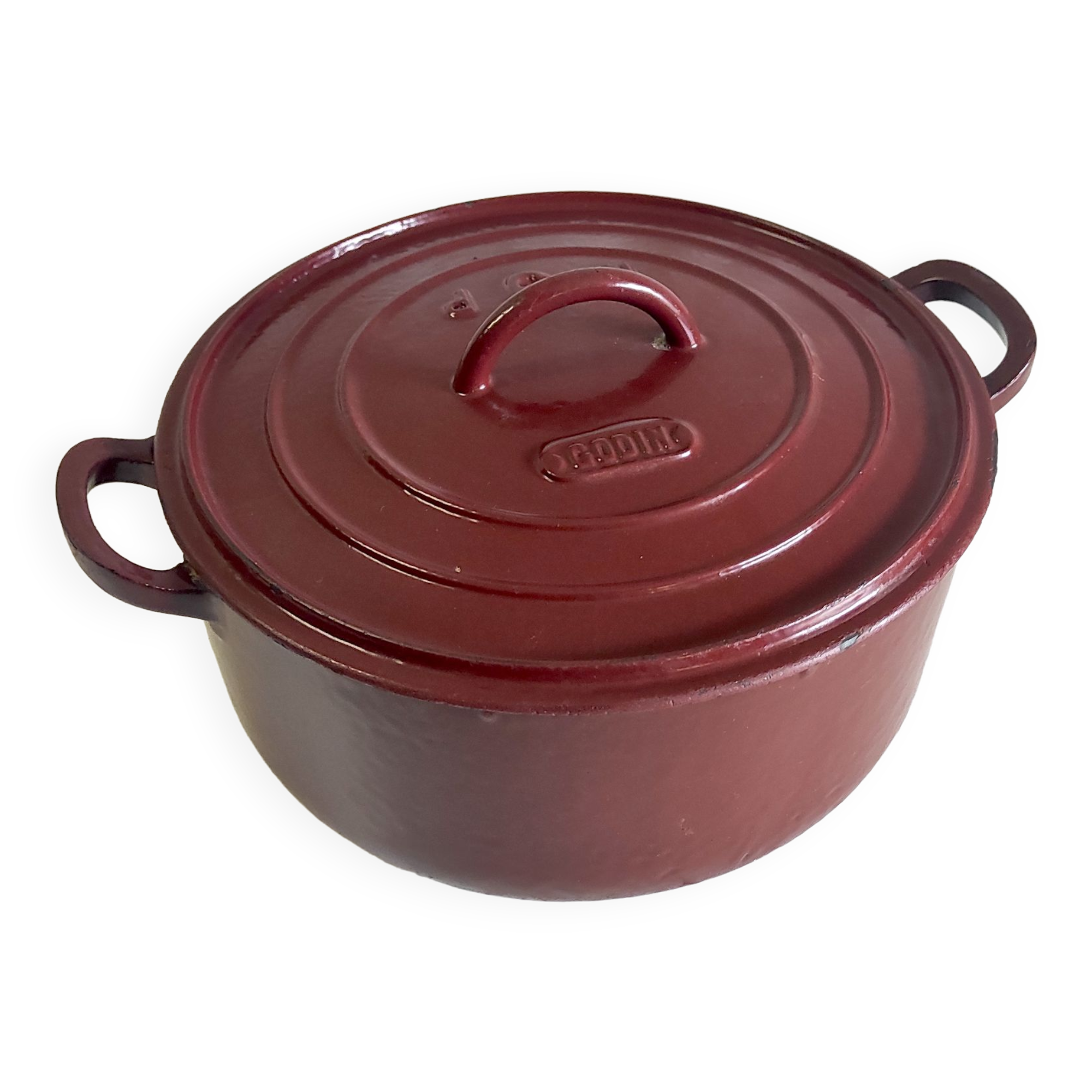 Enamelled cast iron casserole by Godin model n°9p – 40s/50s