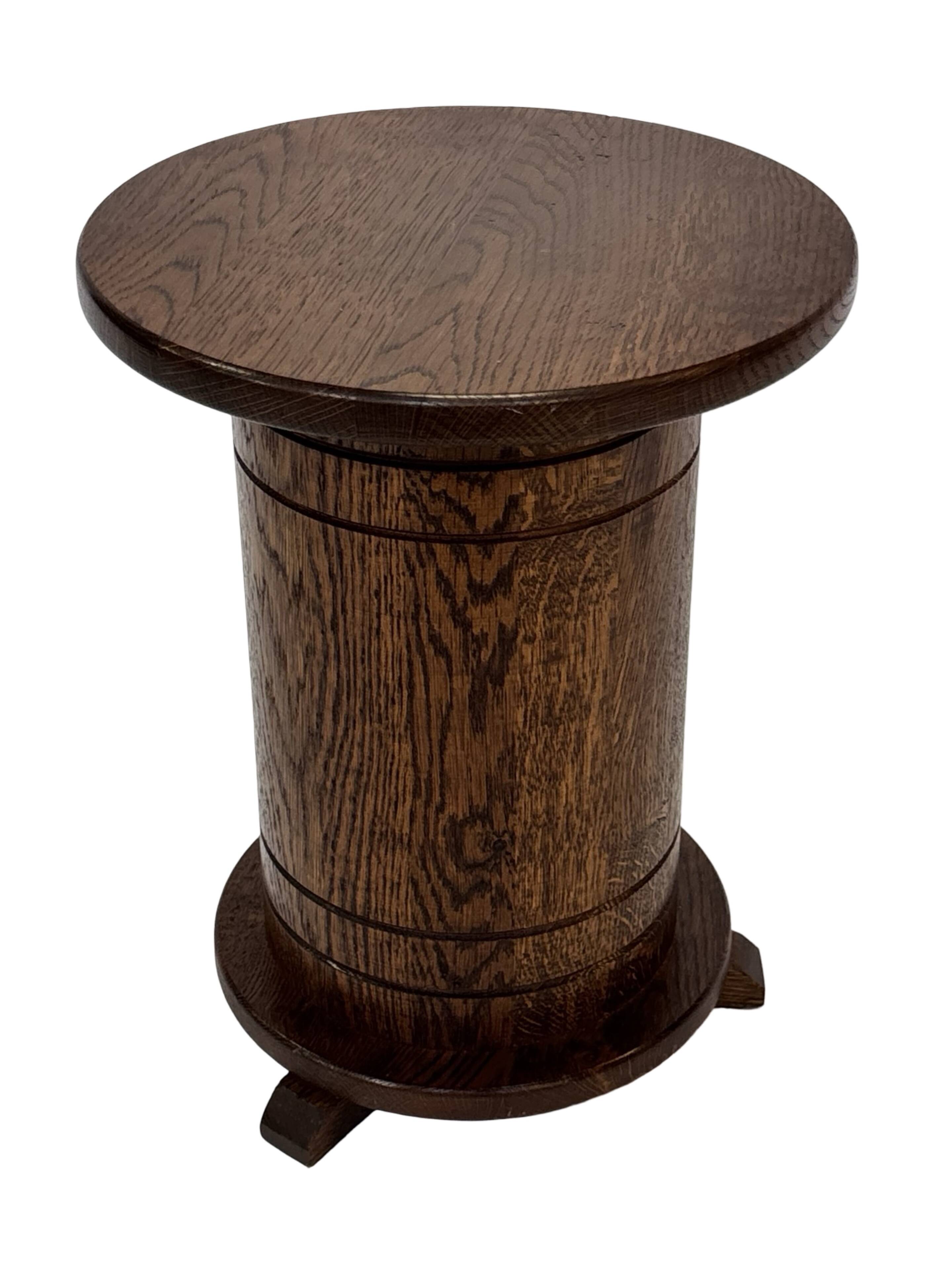 Vintage oak plant table low stool 70s design