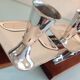 Five-head chandelier in teak and chrome metal Scandinavian style / vintage 60s-70s