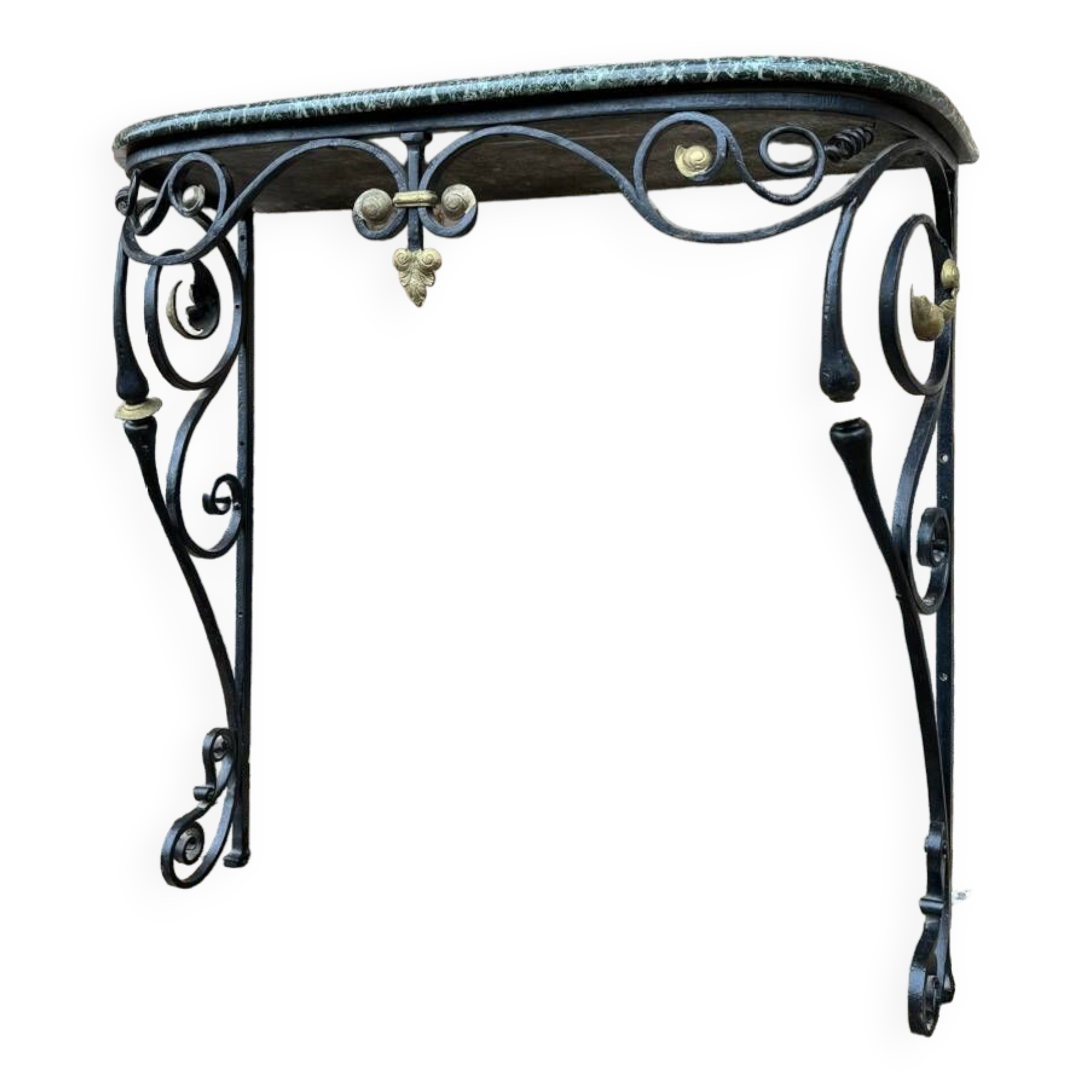 Black And Gold Lacquered Wrought Iron Console