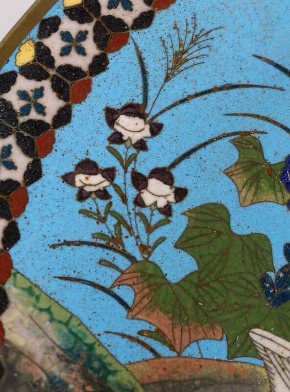 Pair of Round Bronze Dishes and Cloisonné Enamels, Meiji era, Japan – Late nineteenth