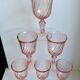 Set of 6 vintage Rosaline twisted pink glass wine glasses