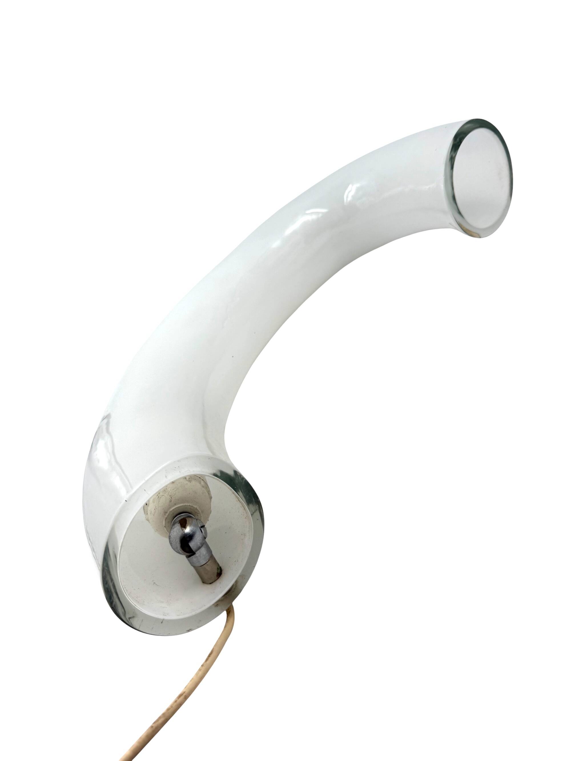 Lampe sculpturale en verre de Murano blanc, Barbini Italie 1970