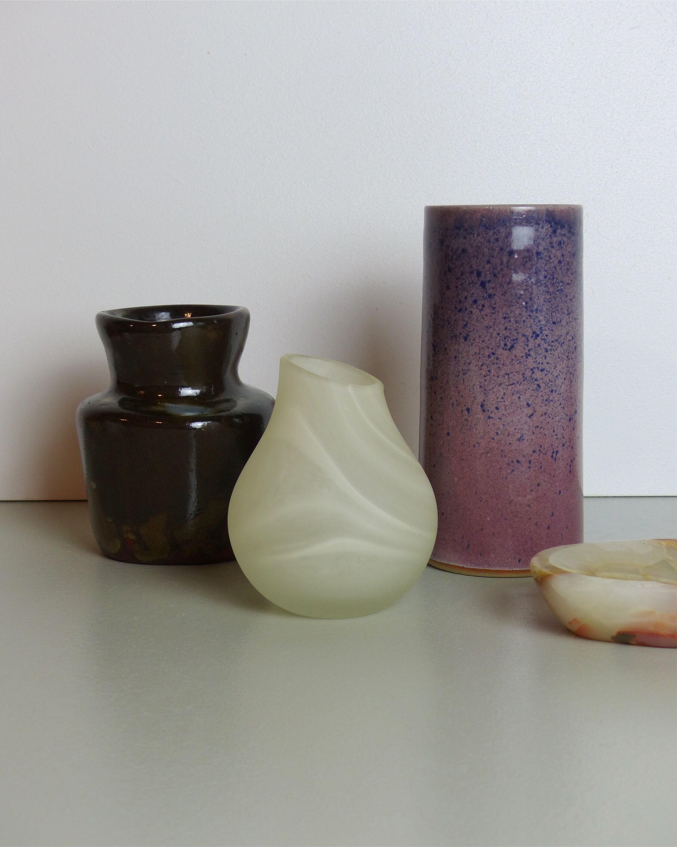 Vase roll pink and blue signed