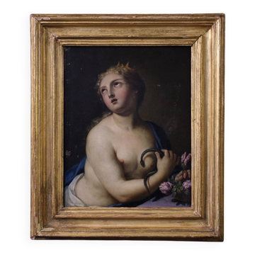 Peinture italienne du XVIIIe siècle sur cuivre, La Mort de Cléopâtre.