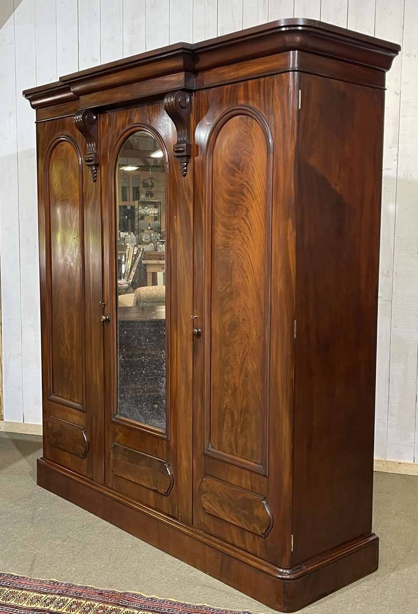 Victorian mahogany dressing wardrobe from the 19th century.