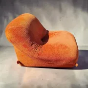 Pair of patate armchairs by airborne, 1970s - rust orange corduroy