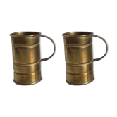 Pair of brass steins