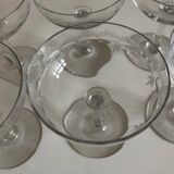 Set of 6 champagne glasses in Napoleon III faceted cut ringing crystal