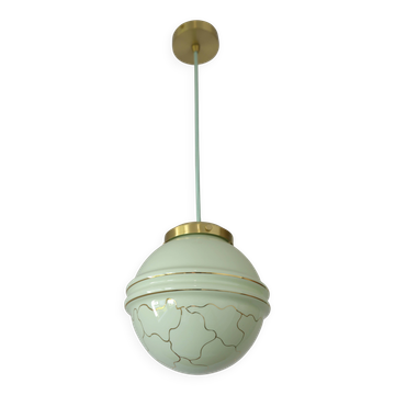 Art Deco Redesign Antique Mint Green Pendant Light Hanging Lamp 1930's