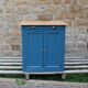 Vintage deep blue Parisian sideboard & natural wood top