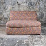 Large Beka armchair or small sofa in tapestry fabric, 70s