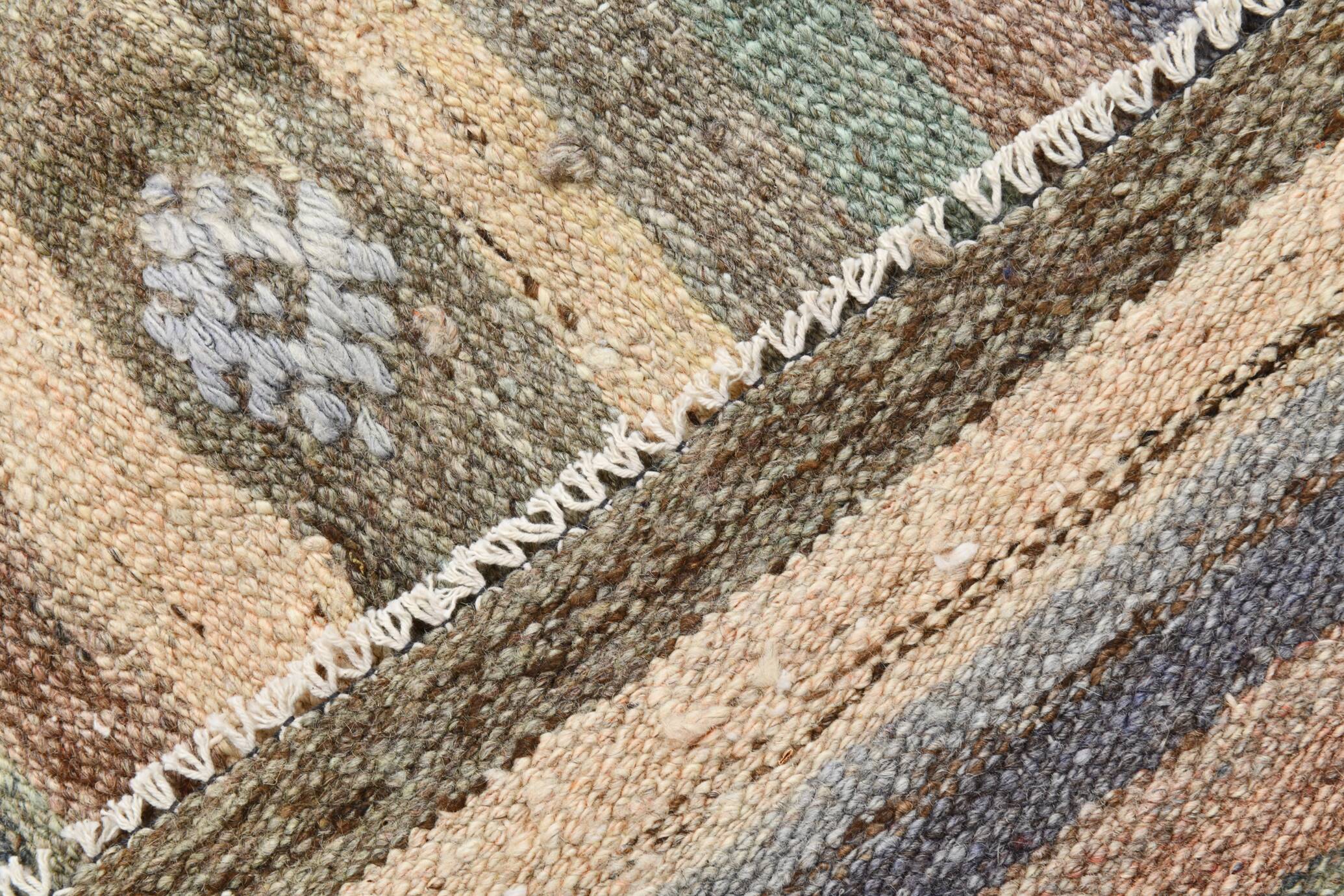6x9 Gray & Green Striped Pattern Kilim Rug, 176x262Cm