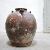 Jarre à huile chinoise ancienne en terre cuite vernissée, XVIII ème siècle