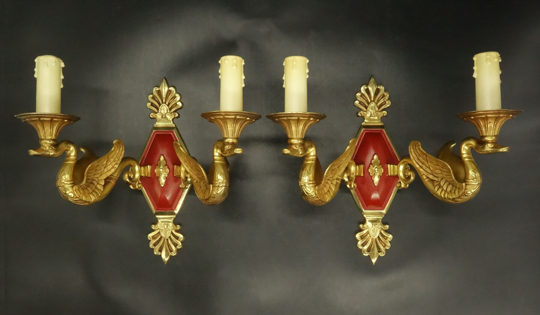 Pair of Empire style swan sconces Petitot