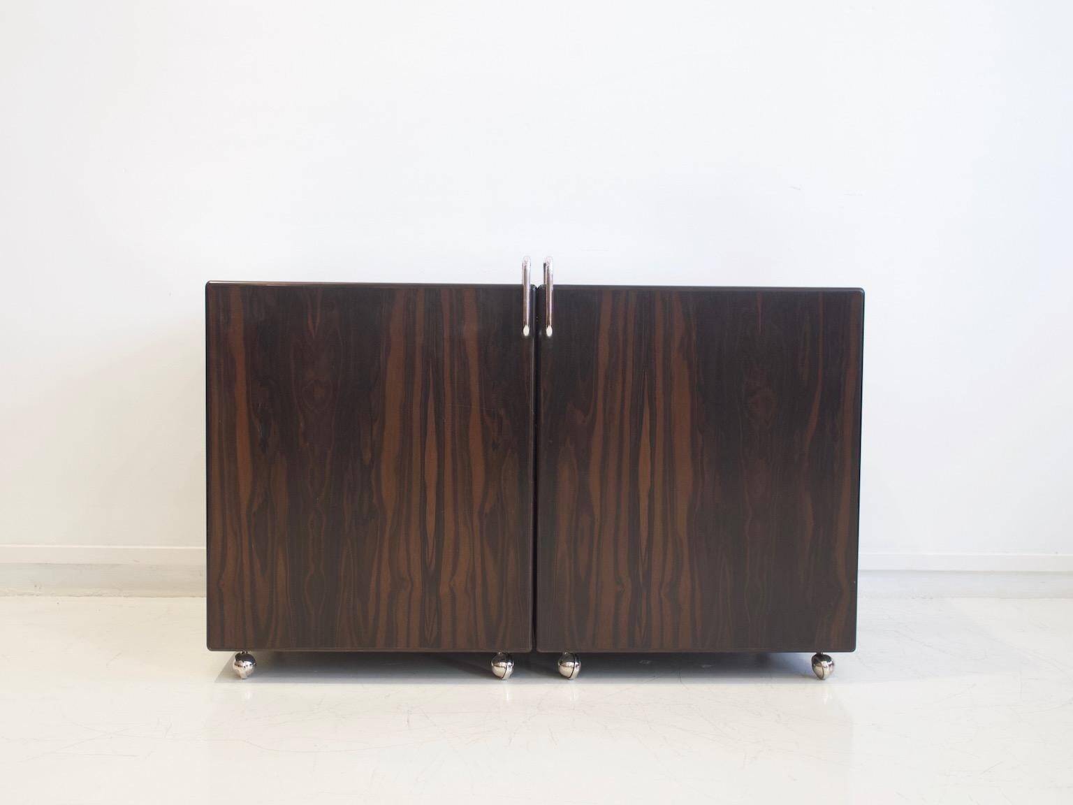 Commode en bois et acier, Fabio Lenci pour Bernini