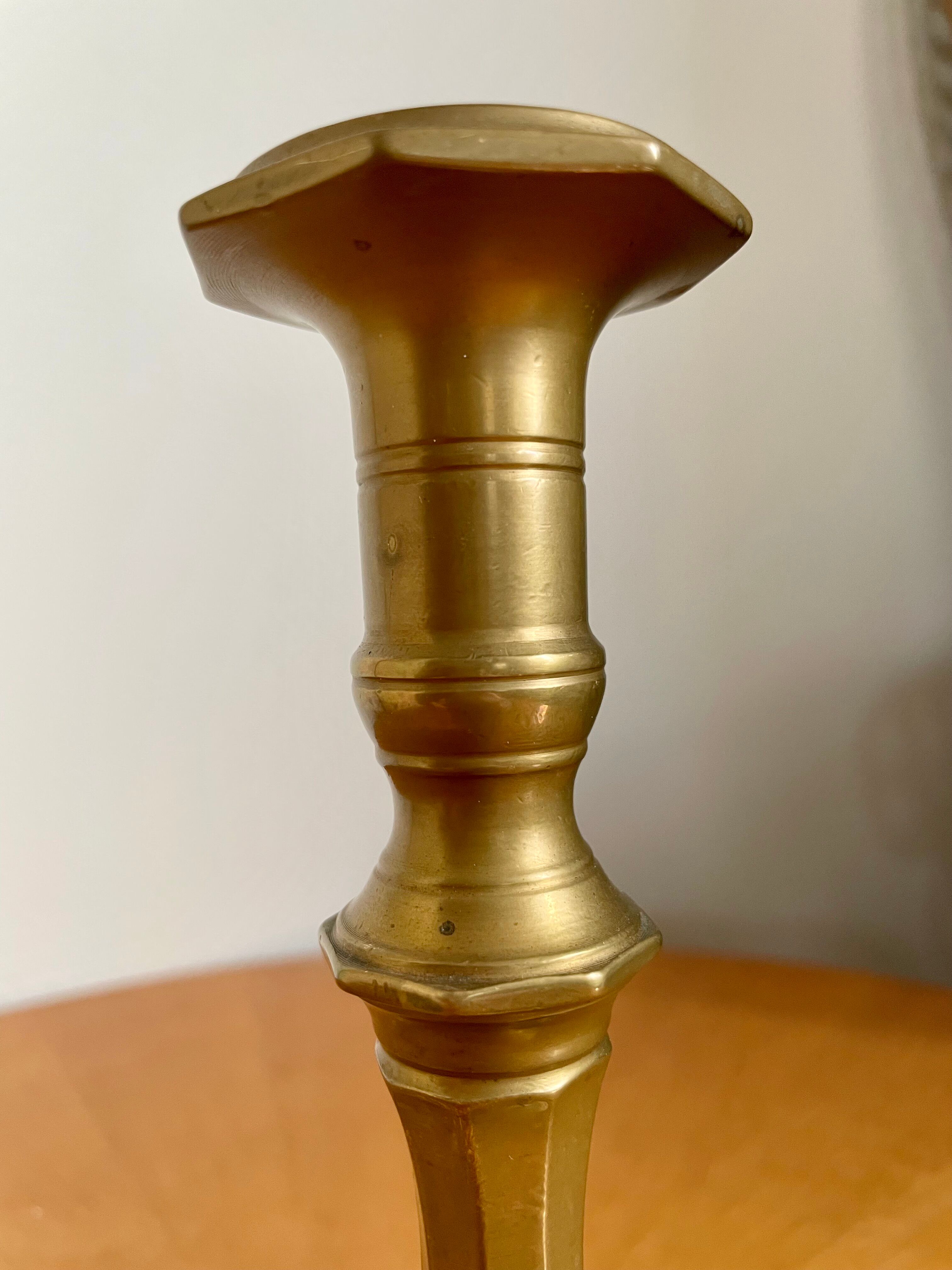 Old brass torch candle holder