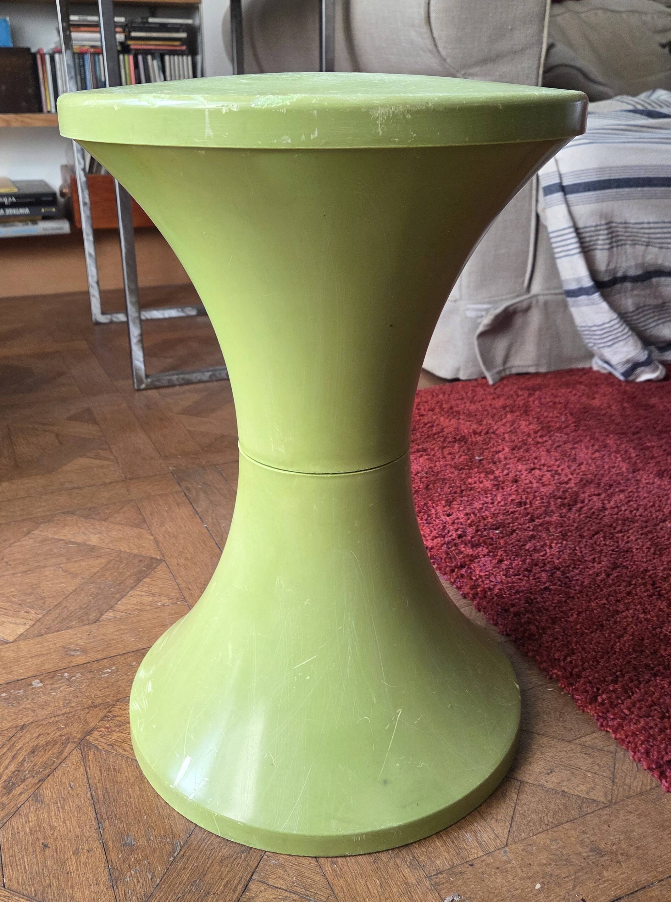 Tam Tam Original Stool - Henry Massonnet / Stamp - Vintage 70s Anise Green