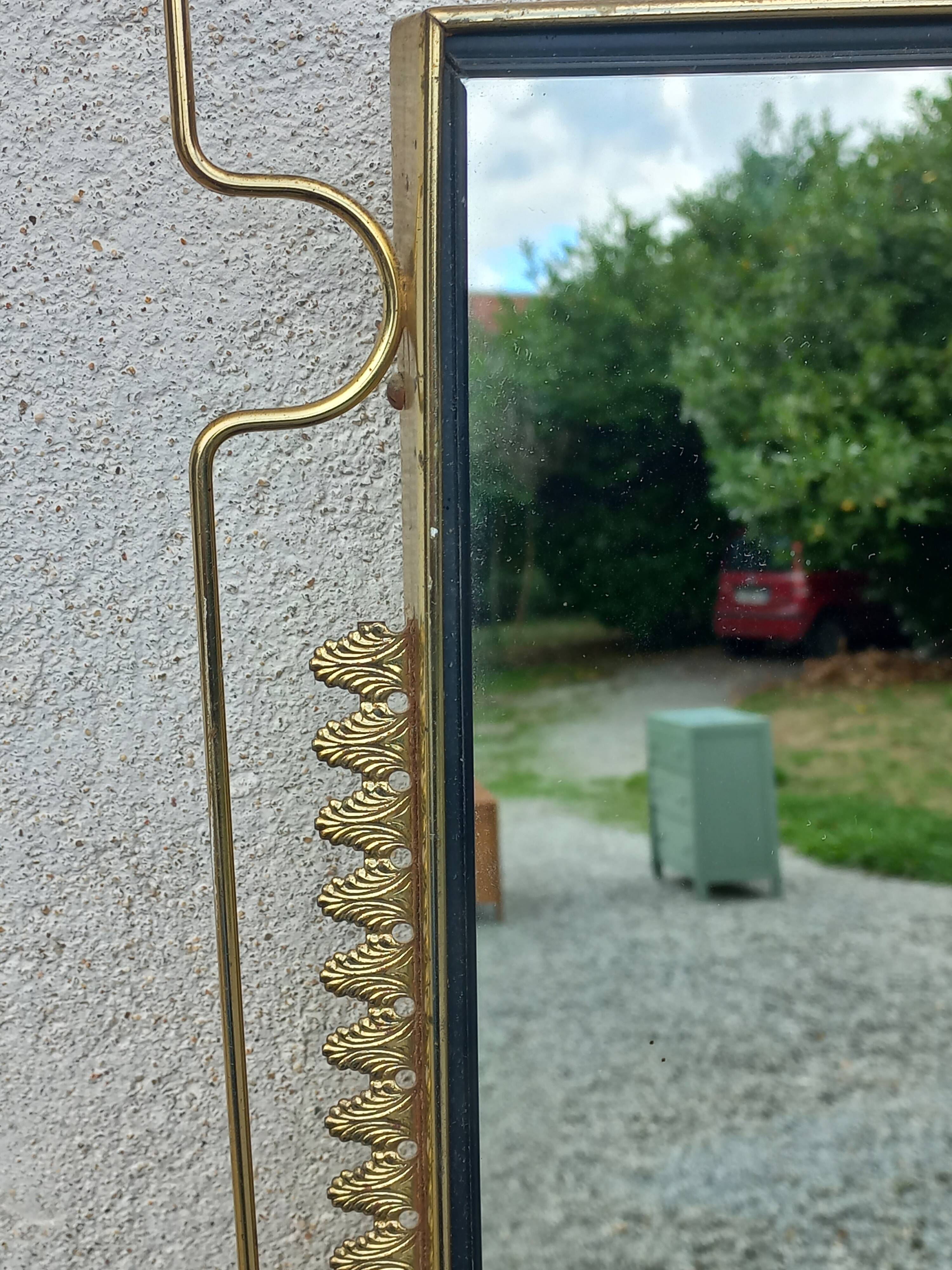 Vintage 1950s neoclassical style gold metal mirror