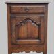 Small cupboard, jam cabinet with one door and one drawer, rustic, oak, solid wood.