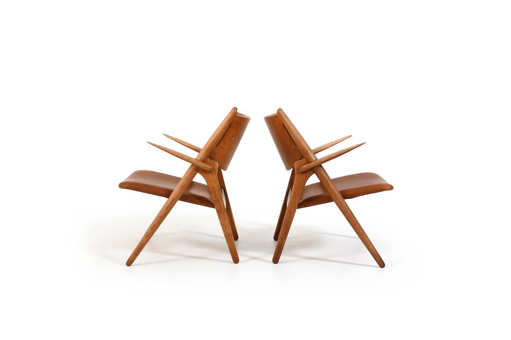 Early Pair CH-28 Oak Easychairs by Hans J. Wegner