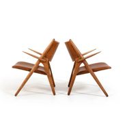 Early Pair CH-28 Oak Easychairs by Hans J. Wegner