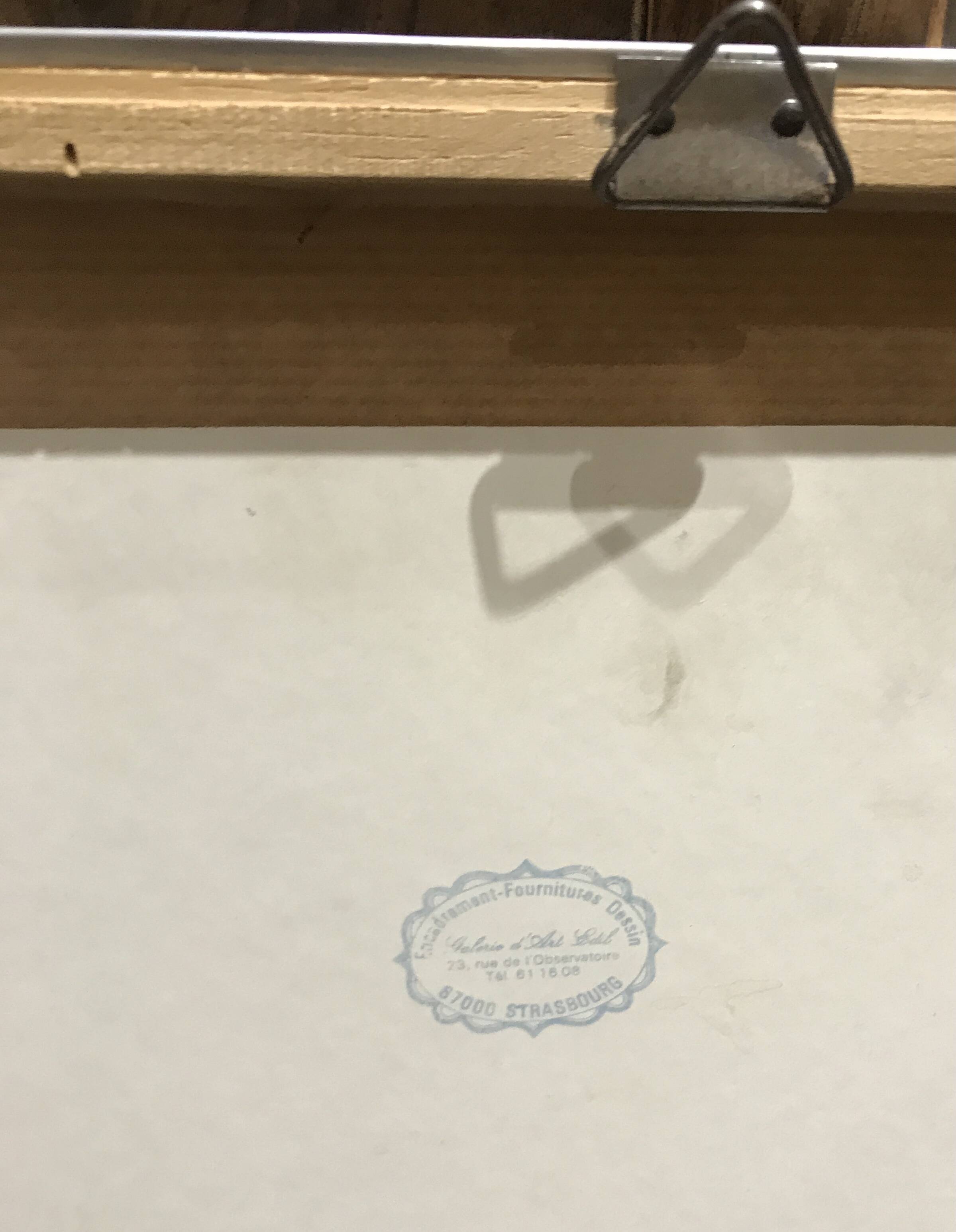 Framed drawing rue de Sarreguemines numbered Peter Musslé