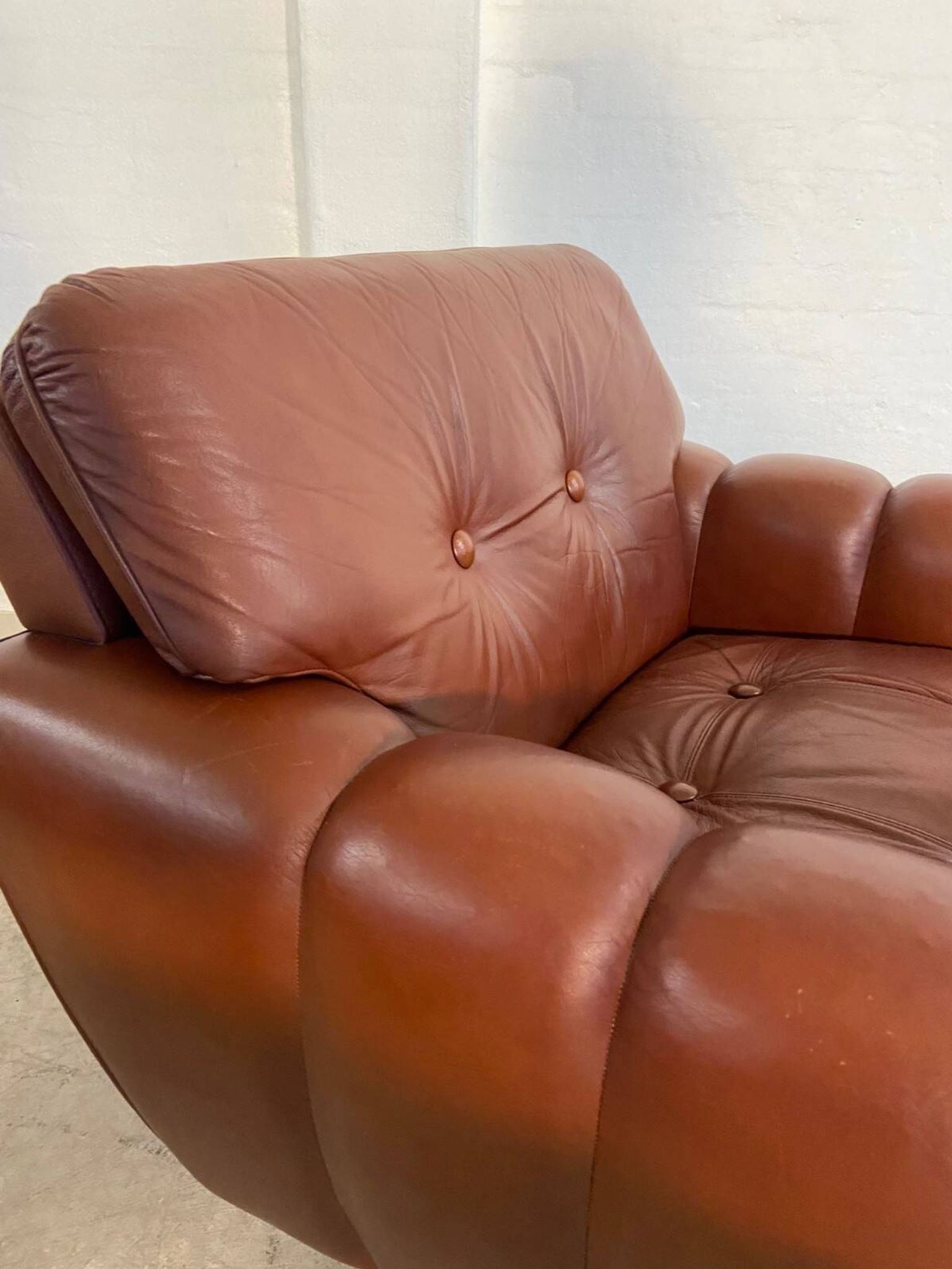 Vintage Danish mid-century Svend Skipper leather club chair 1970s