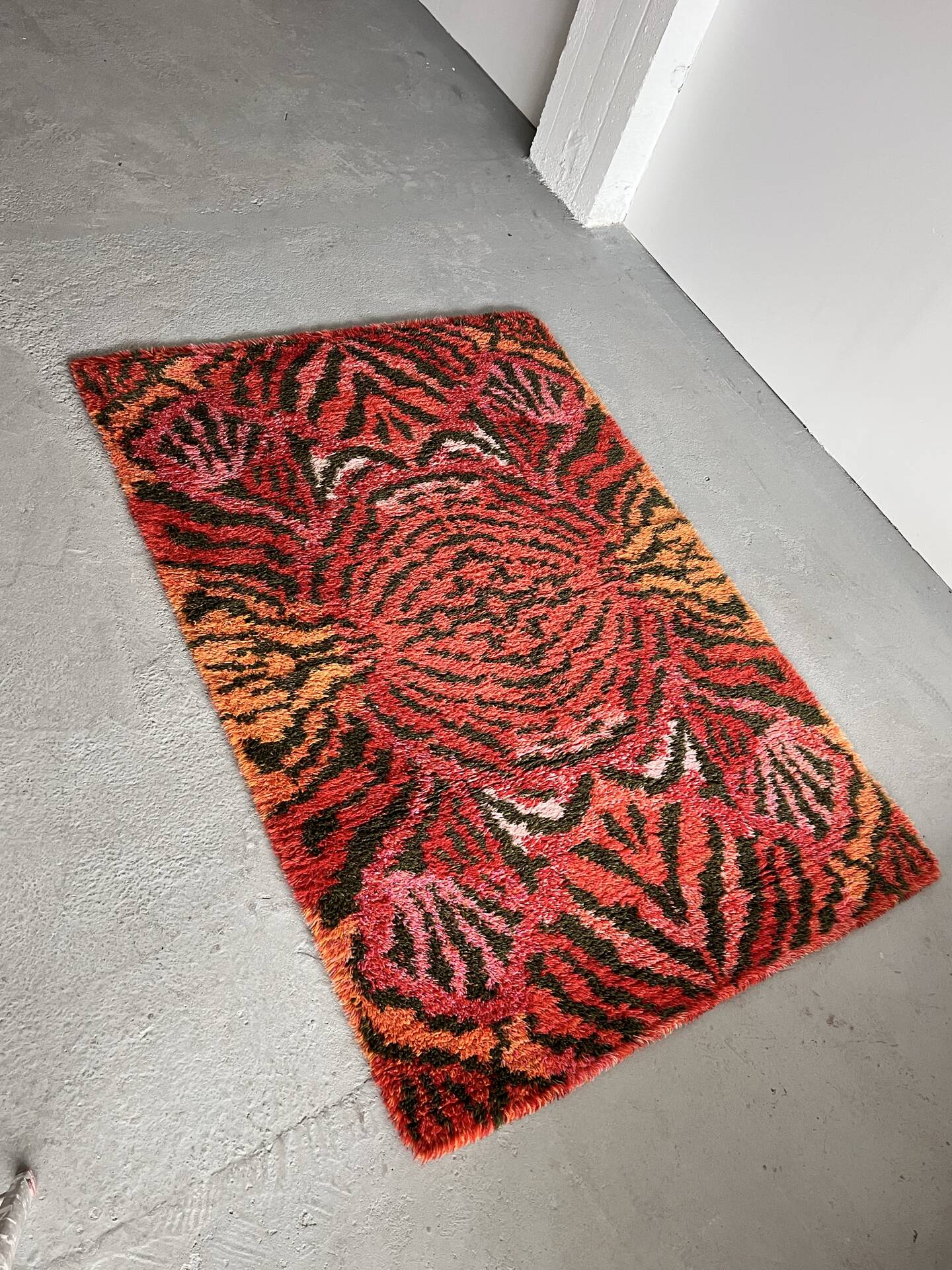 Rare Scandinavian Rya Rug, 1970’s, Space Age, Sweden