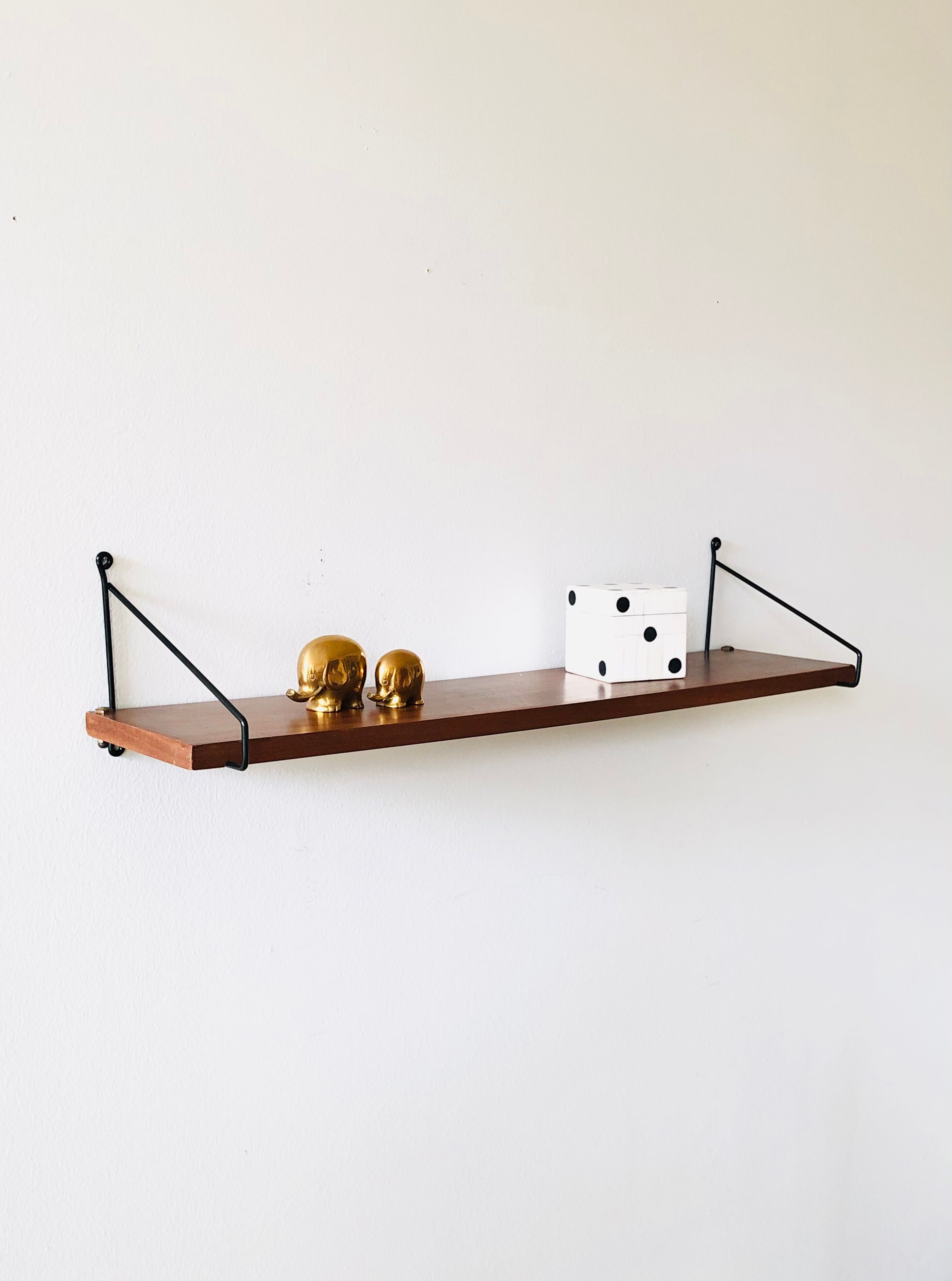 Wall shelf L82cm metal and wood