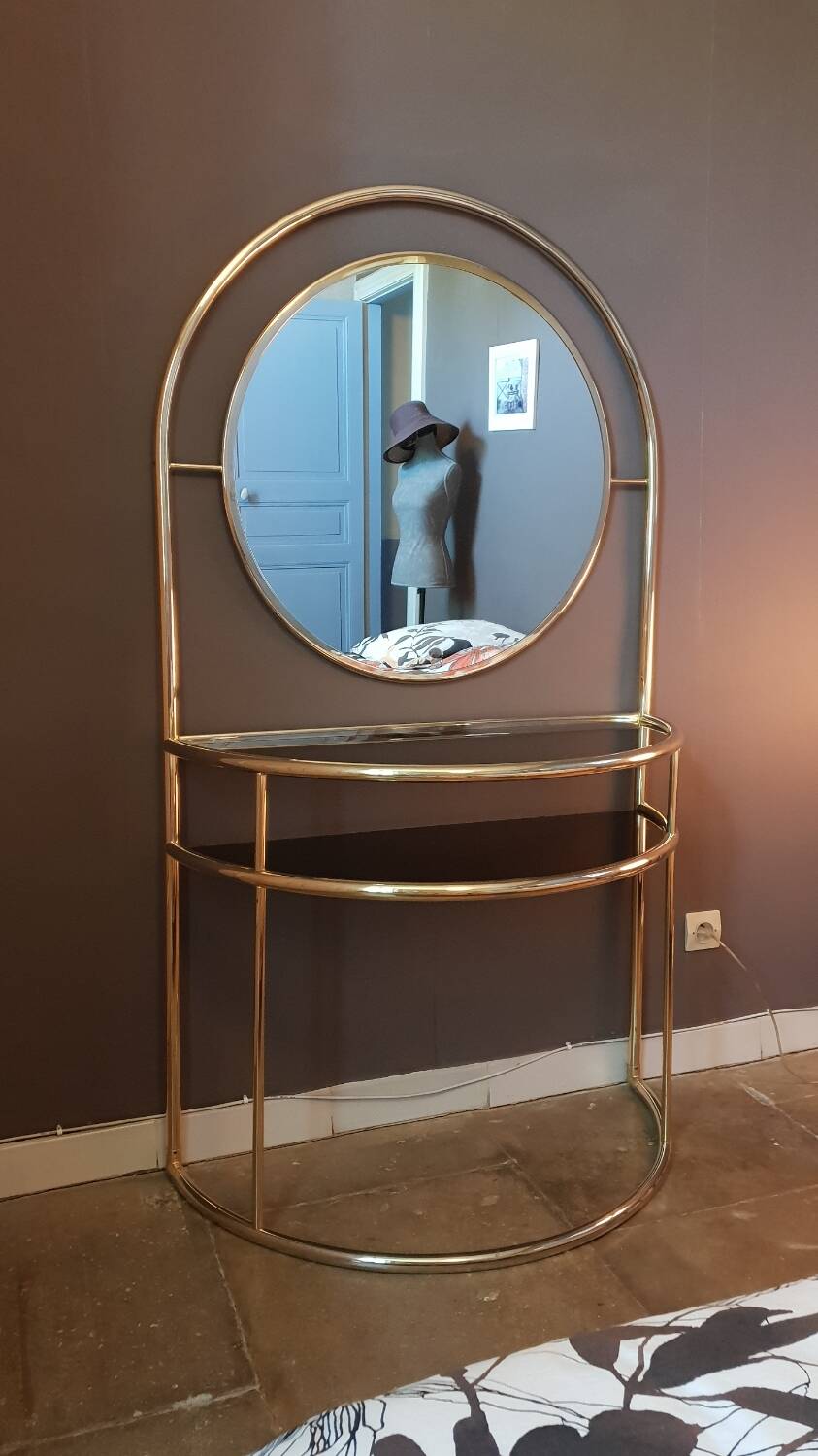 Gilded metal dressing table, Italy, 1980s
