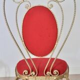 Patinated Brass, Wrought Iron, and Velvet Side Chairs, 1970s, Set of 2