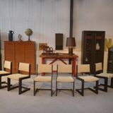 Ensemble de 6 chaises CASALA en chêne foncé 1970's