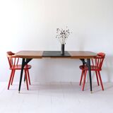 Table extensible vintage en bois foncé et noire