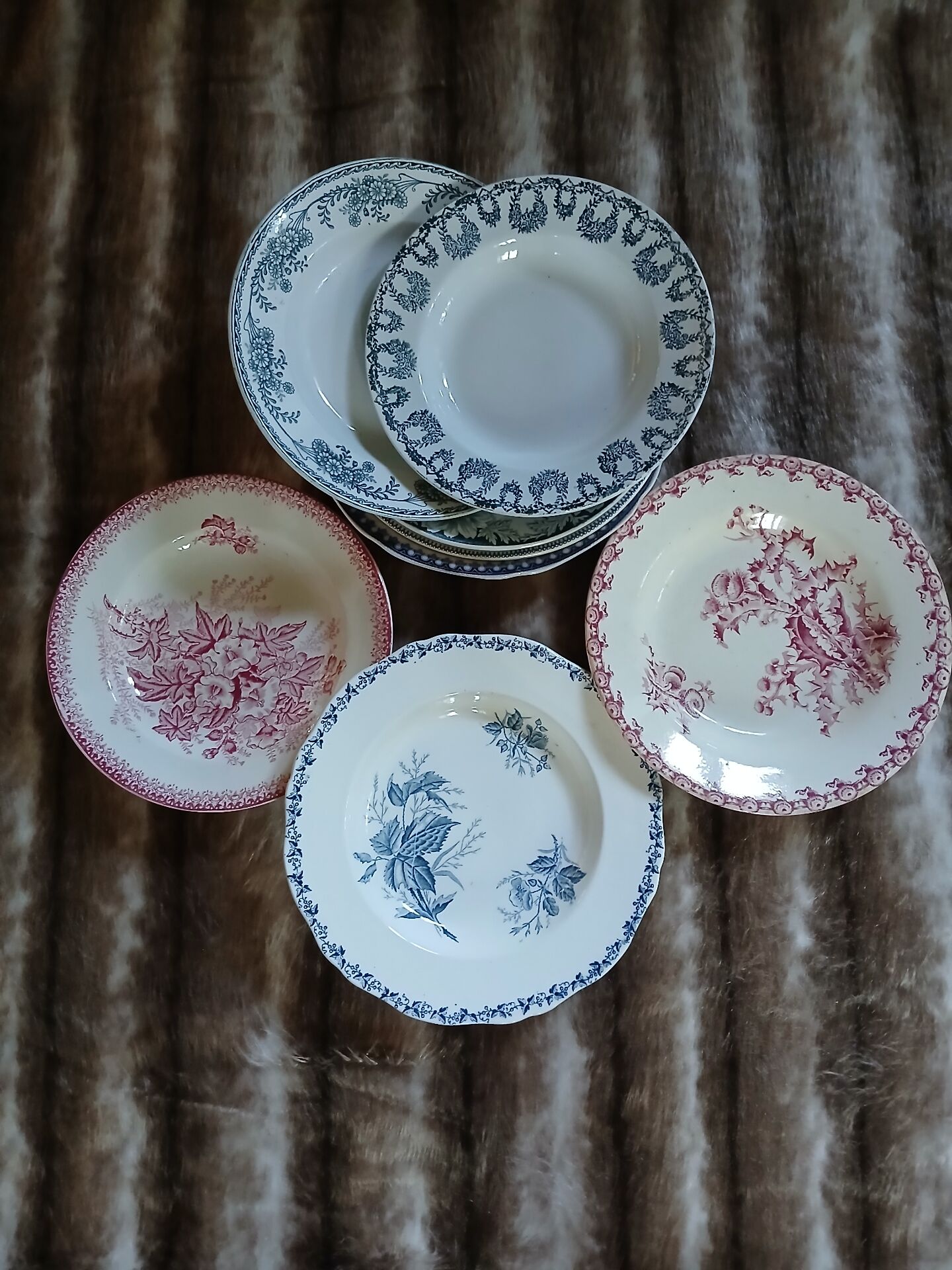 8 antique deep plates in ironstone