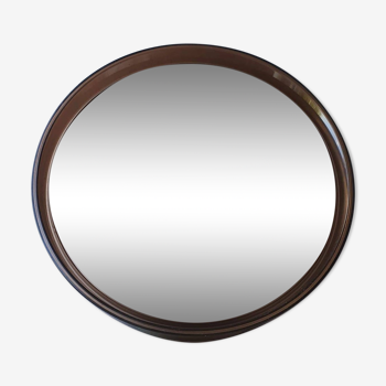 Miroir brun rond plexiglas années 70 35cm