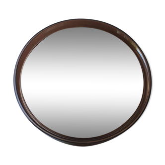 Mirror brown round plexiglass 70s 35cm