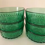 Mint-colored pressed glass bowls
