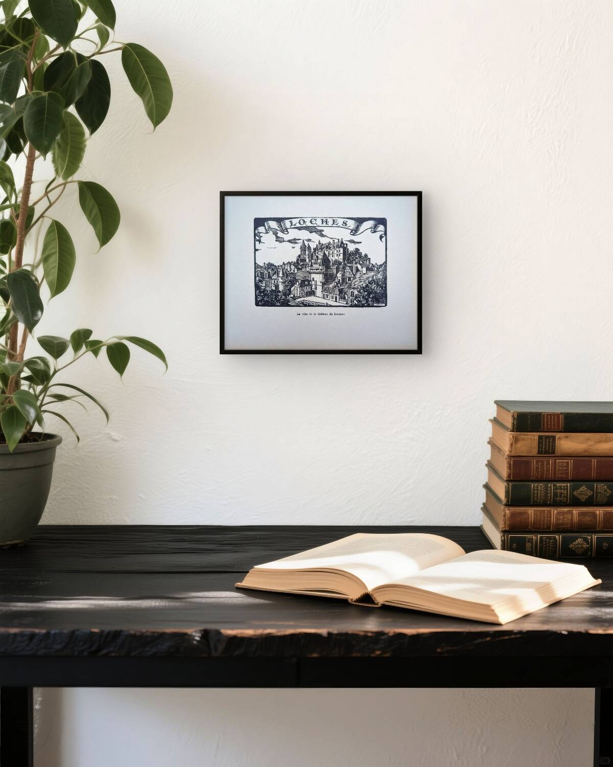 Loches, Indre-et-Loire, printed in 1933, vintage engraving.