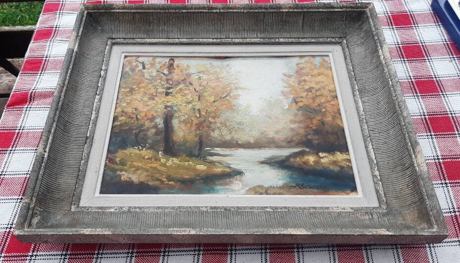 Antique painting "autumn landscape" France mid-20th century