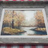 Tableau ancien "paysage d'automne" France milieu XXème