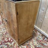 Buffet bas époque Art déco en bois et marbre avec miroir