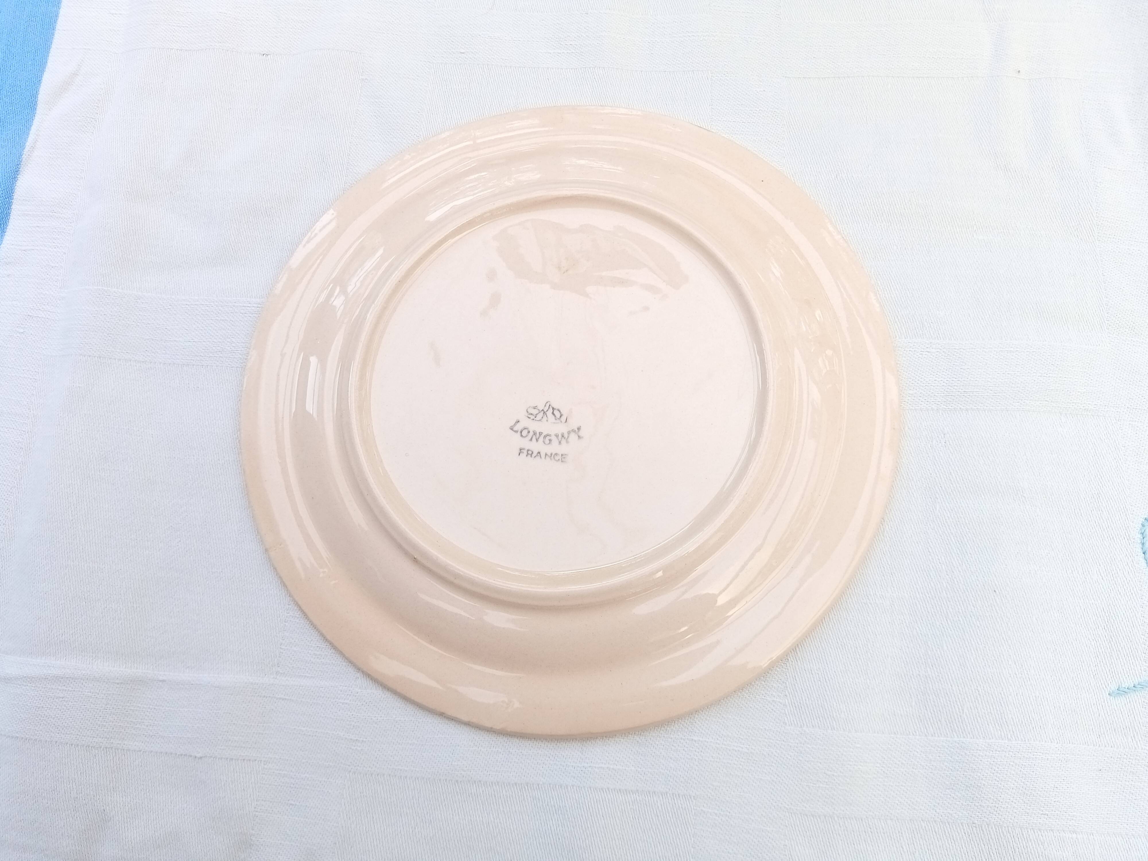 Set of 12 dessert plates and Longwy dish