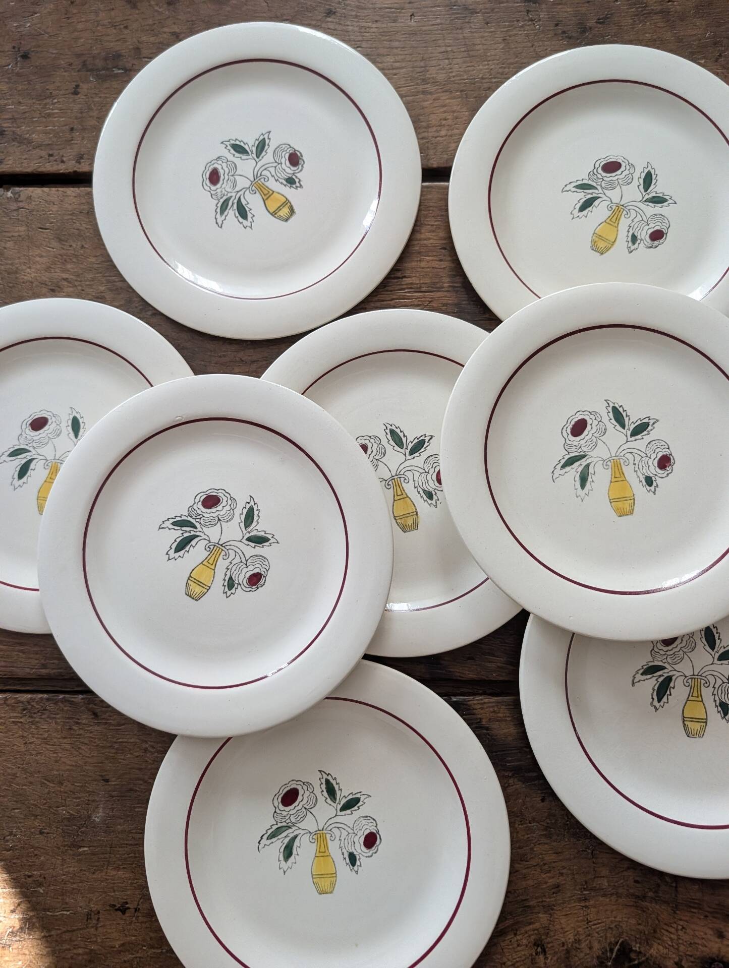 Vintage dessert plates – floral bouquet – French earthenware