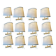 Italian Brass Sconces set of 12 with Satin Shades, 1980s